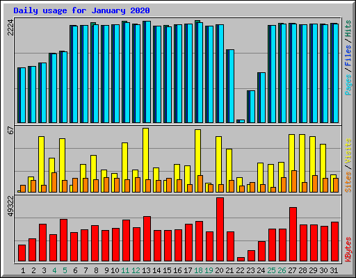 Daily usage for January 2020