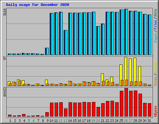 Daily usage for December 2020