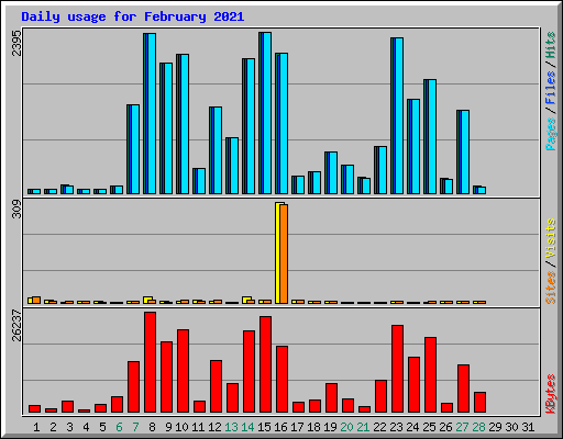 Daily usage for February 2021
