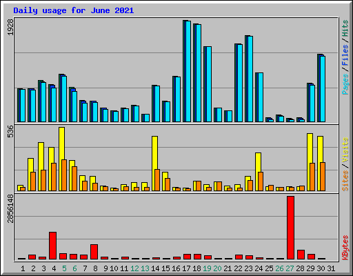 Daily usage for June 2021