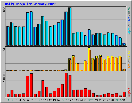 Daily usage for January 2022