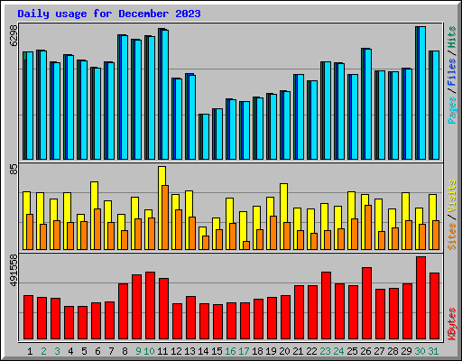 Daily usage for December 2023