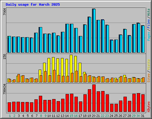 Daily usage for March 2025
