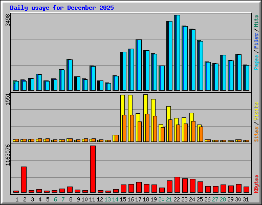 Daily usage for December 2025